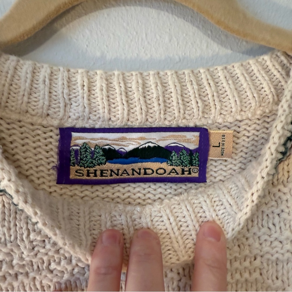 Shenandoah Embroidered Knit Bird Sweater Cream White 100% Cotton - Picture 5 of 7